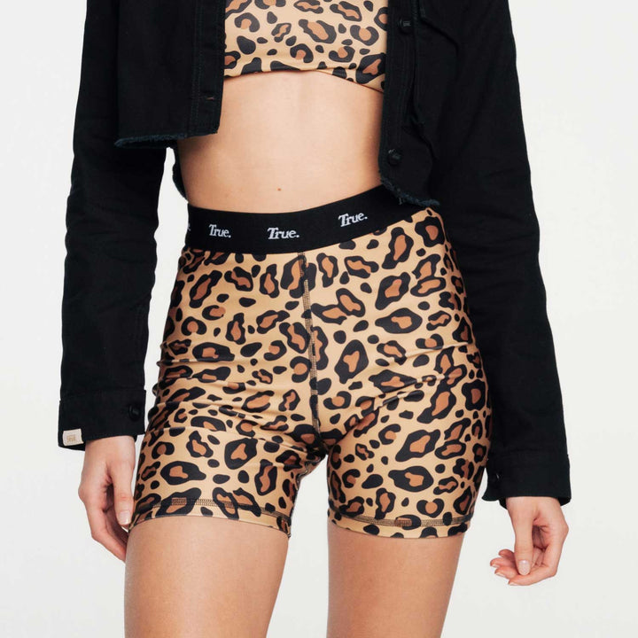 Animal Print Active Elastic Mini Biker - Cheetah