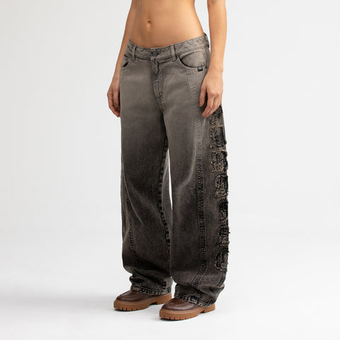 Barrel Denim Pants - Washed Black