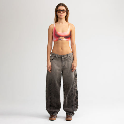 Barrel Denim Pants - Washed Black