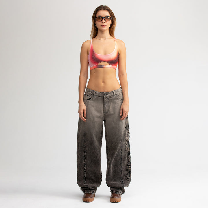 Barrel Denim Pants - Washed Black