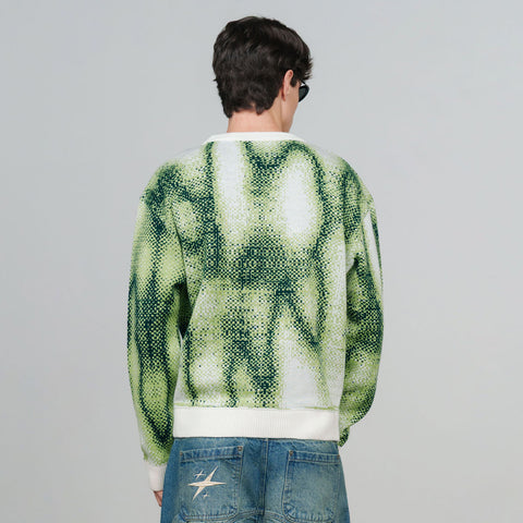 Blurred Knit Pullover - Green
