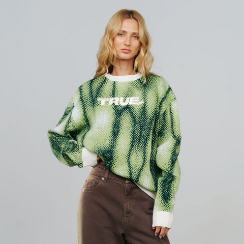 Blurred Knit Pullover - Green