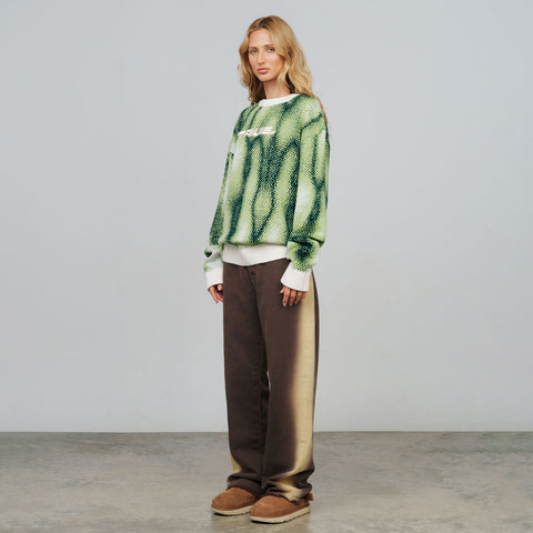 Blurred Knit Pullover - Green