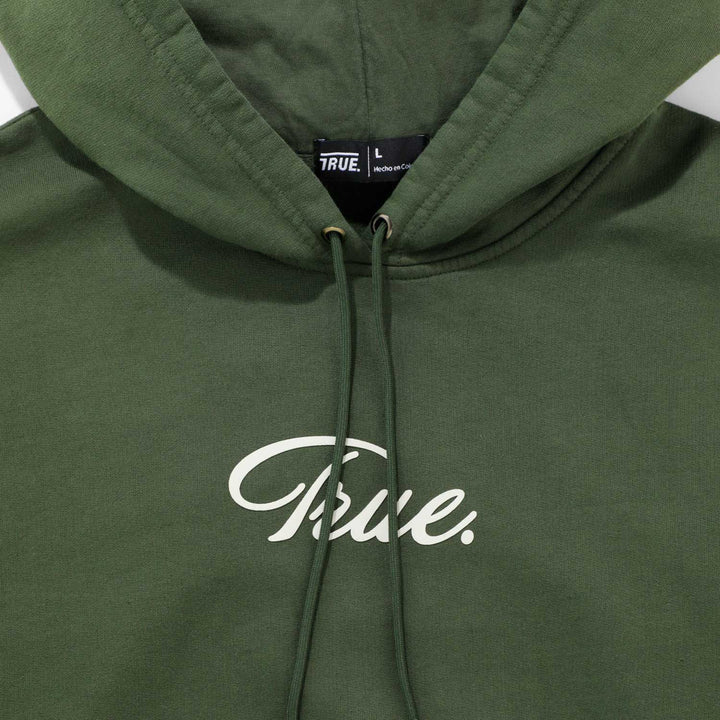 Hoodie Box Fit Curvy Logo - Verde Militar