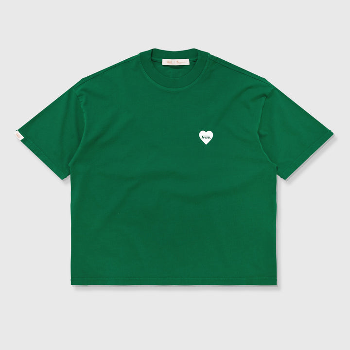 Playera Box Fit Corazón - Verde