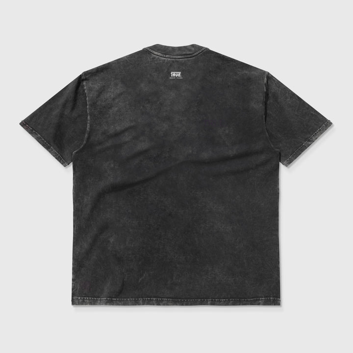 Playera Oversized Lavado Just Life - Gris Oscuro