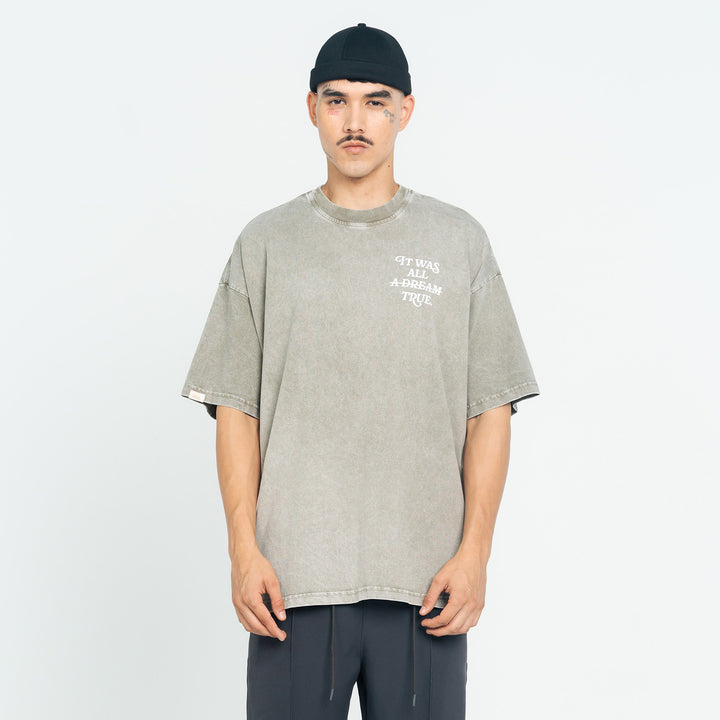 Playera Washed Oversized Dream - Gris