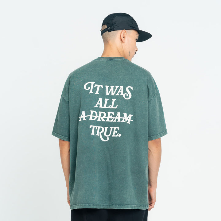 Playera Washed Oversized Dream - Verde