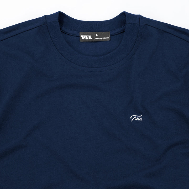 Playera Script Logo - Azul Oscuro