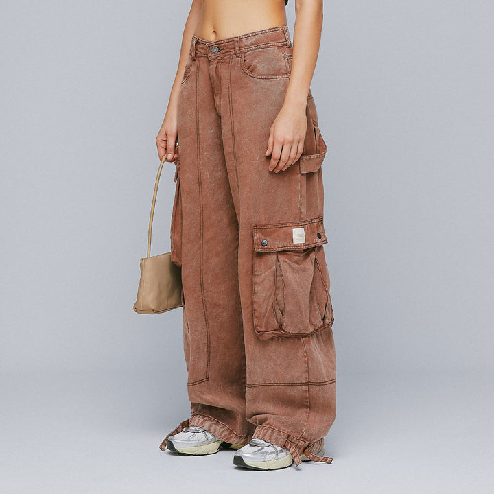 Cargo Multi-Pocket Pants - Washed Brown