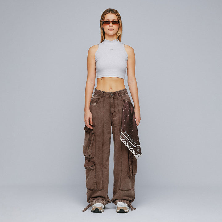 Cargo Multi-Pocket Pants - Washed Dark Brown
