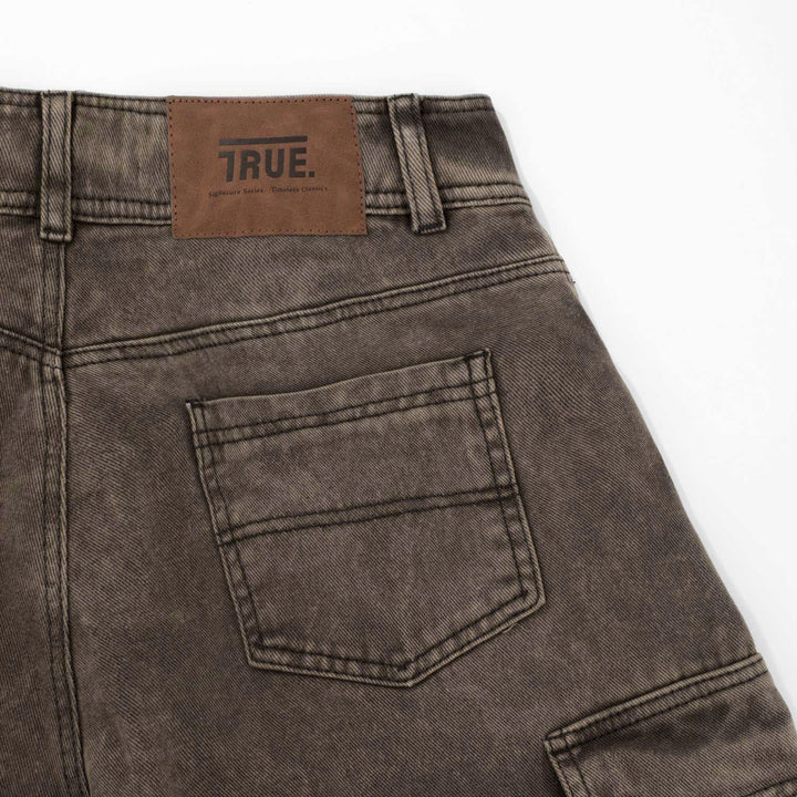 Cargo Multi-Pocket Pants - Washed Dark Brown