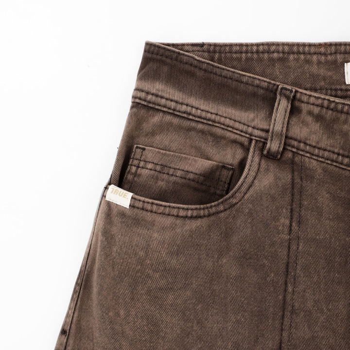 Cargo Multi-Pocket Pants - Washed Dark Brown