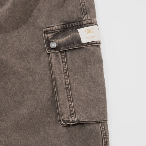 Cargo Multi-Pocket Pants - Washed Dark Brown