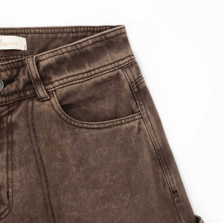 Cargo Multi-Pocket Pants - Washed Dark Brown