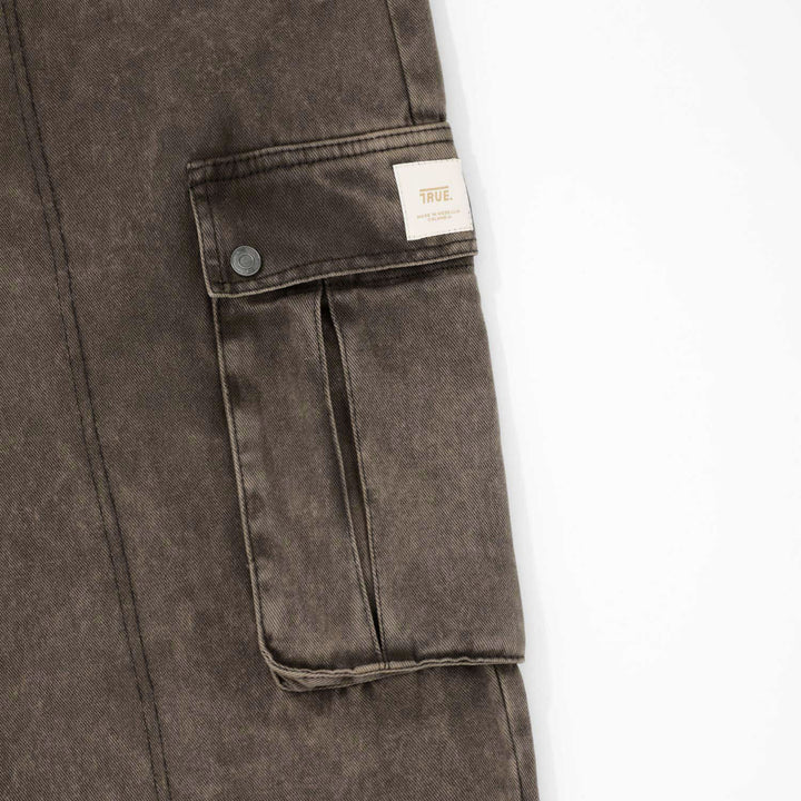 Cargo Multi-Pocket Pants - Washed Dark Brown