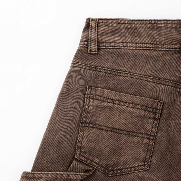 Cargo Multi-Pocket Pants - Washed Dark Brown