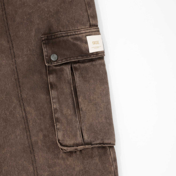 Cargo Multi-Pocket Pants - Washed Dark Brown