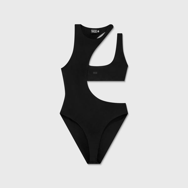 Classic Asymmetric Bodysuit - Black