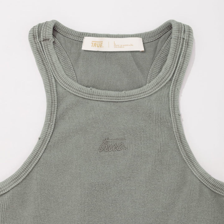 Core Ribbed Crop Tank Top - Light Grey