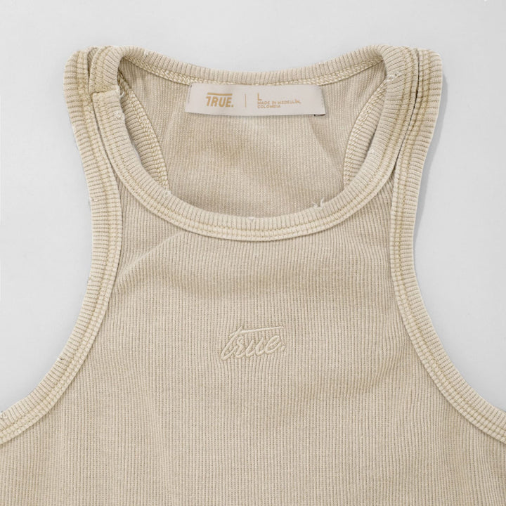 Core Ribbed Crop Tank Top - Sand