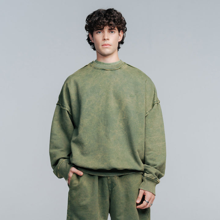 Core Washed Pullover - Military Green