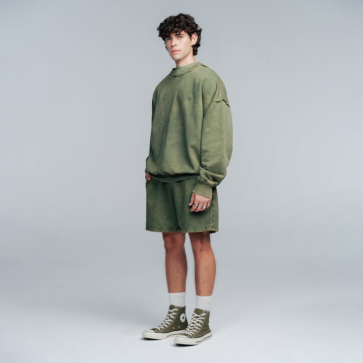 Core Washed Pullover - Military Green