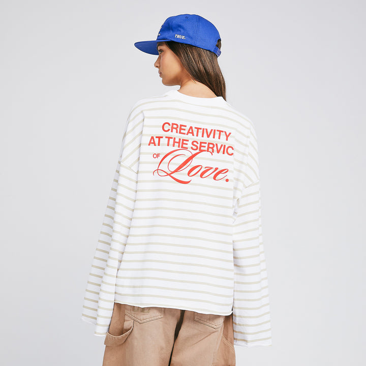 Creative Striped Wide LS T-Shirt - Sand