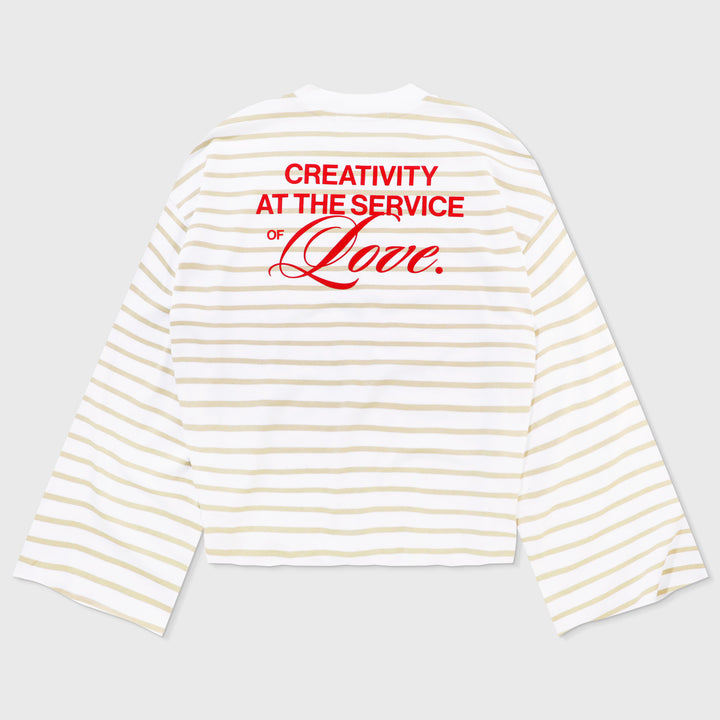 Creative Striped Wide LS T-Shirt - Sand