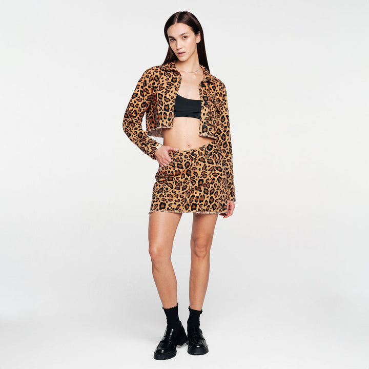 Animal Print Cropped Jacket - Cheetah