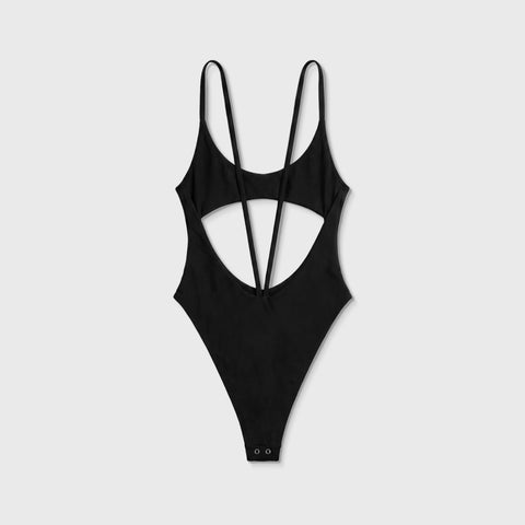 Cut-Out Low Back Bodysuit - Black