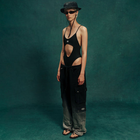 Cut-Out Low Back Bodysuit - Black