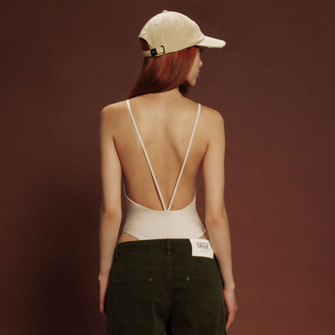 Cut-Out Low Back Bodysuit - Nude