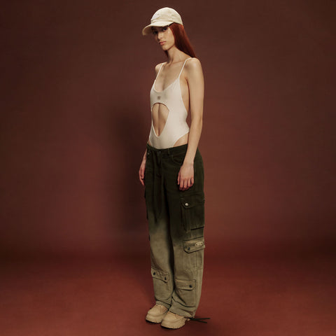 Cut-Out Low Back Bodysuit - Nude