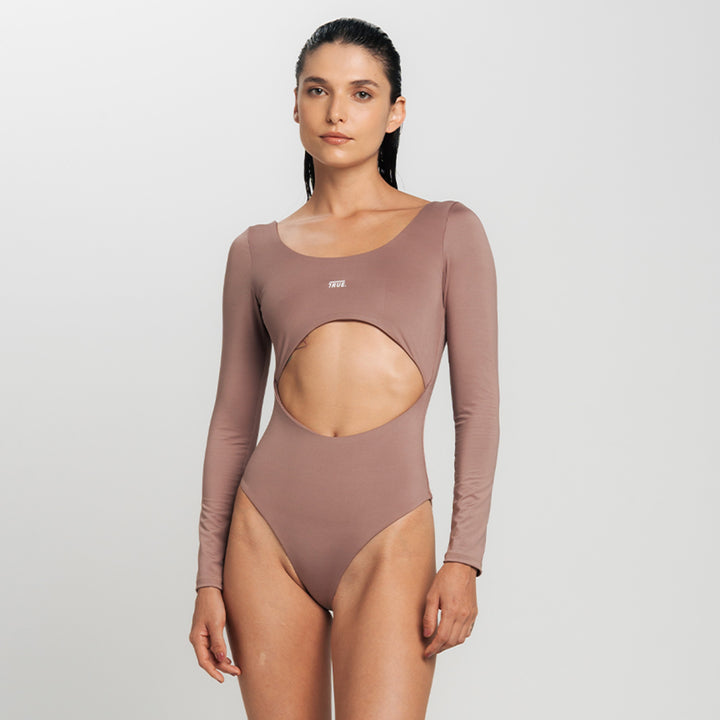 Cut-Out Bodysuit LS - Café