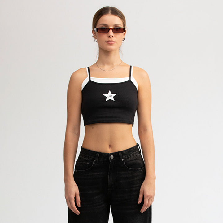 Double-Layer Star Top - Black