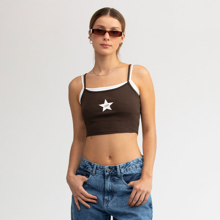 Double-Layer Star Top - Brown