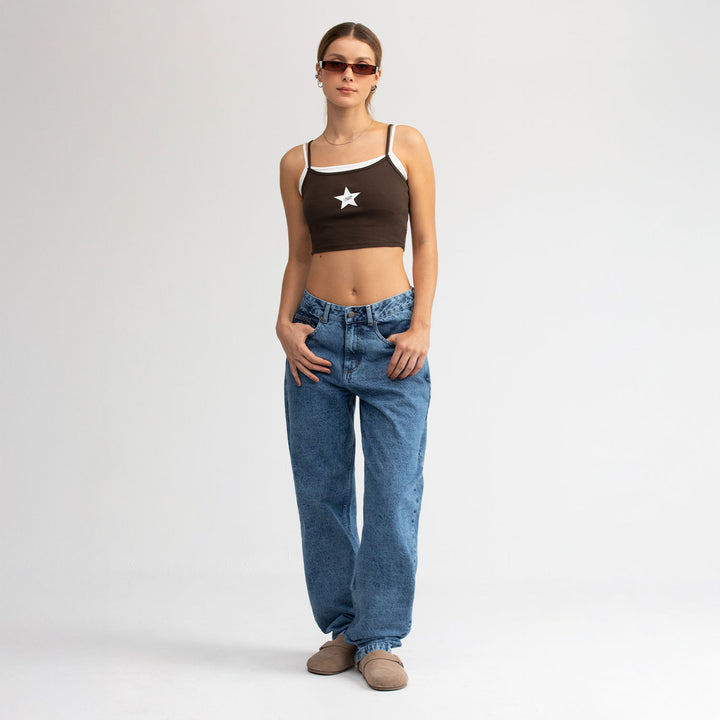 Double-Layer Star Top - Brown