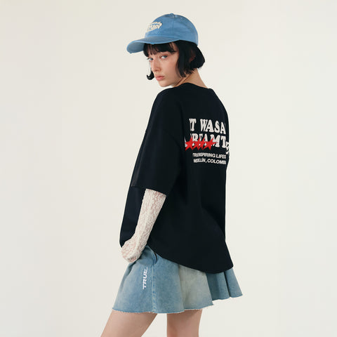 Denim Pleated Mini Skirt - Light Blue