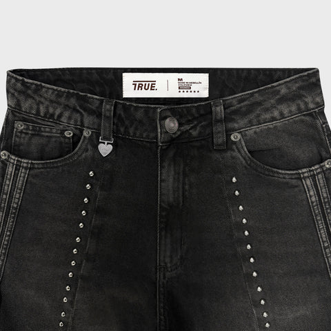 Sportline Wide Leg Jeans - Washed Black