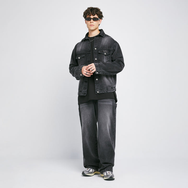 Dirty-Wash Mid-Rise Pants - Black