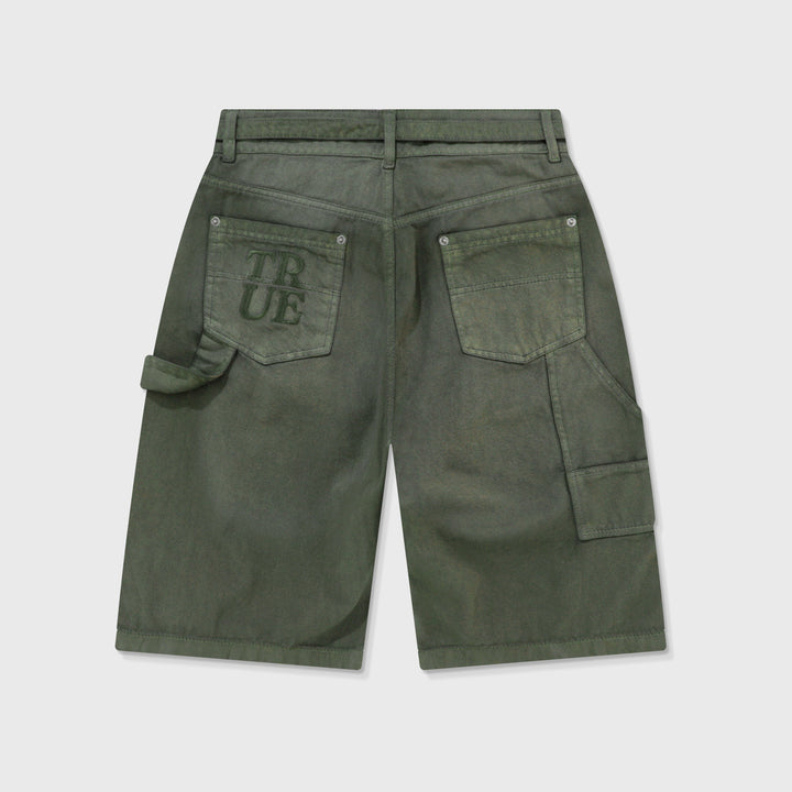 Dirty-Wash Jorts - Military Green