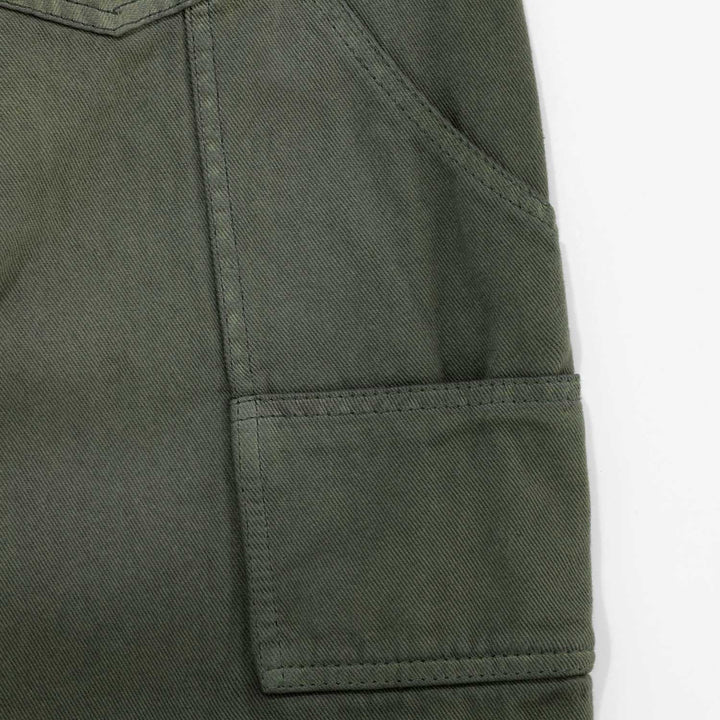 Dirty-Wash Wide-Leg Pants - Military Green