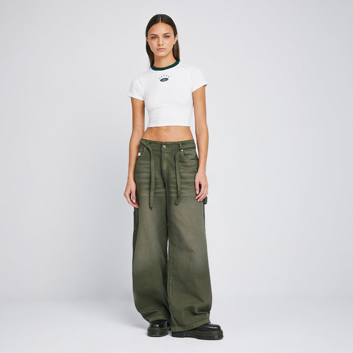 Dirty-Wash Pants - Military Green