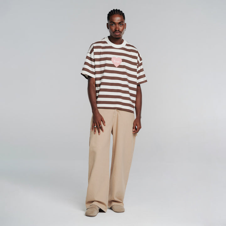 Striped Box-Fit T-Shirt - Brown