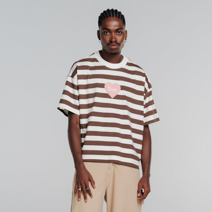 Striped Box-Fit T-Shirt - Brown