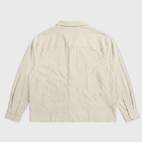 Embroidered LS Boxy Shirt - Sand