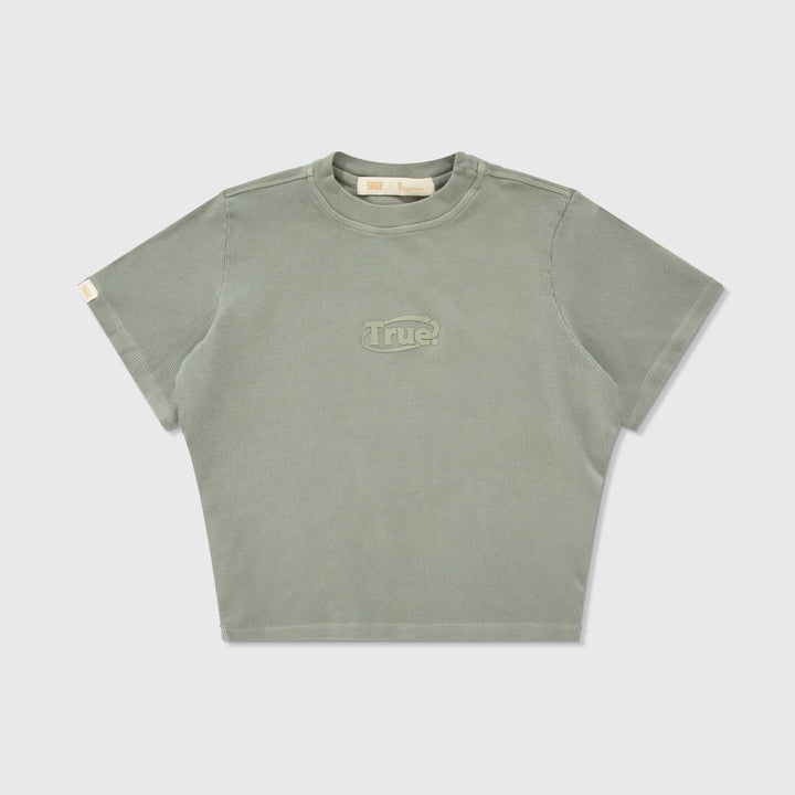 Washed Fitted Ribbed Top - Green