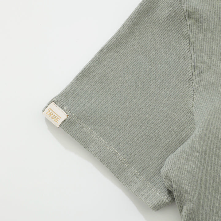 Washed Fitted Ribbed Top - Green