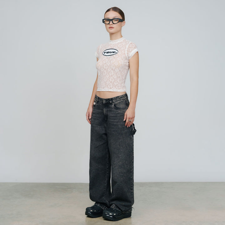 Floral Lace Baby Tee - Cream